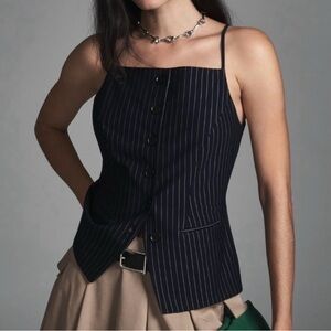 NWT Anthropologie Sunday In Brooklyn Ponte Apron Vest Navy Size Small